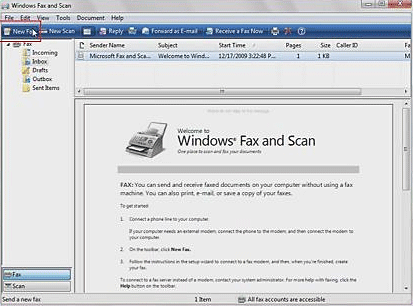 Windows Fax and Scan, New Fax